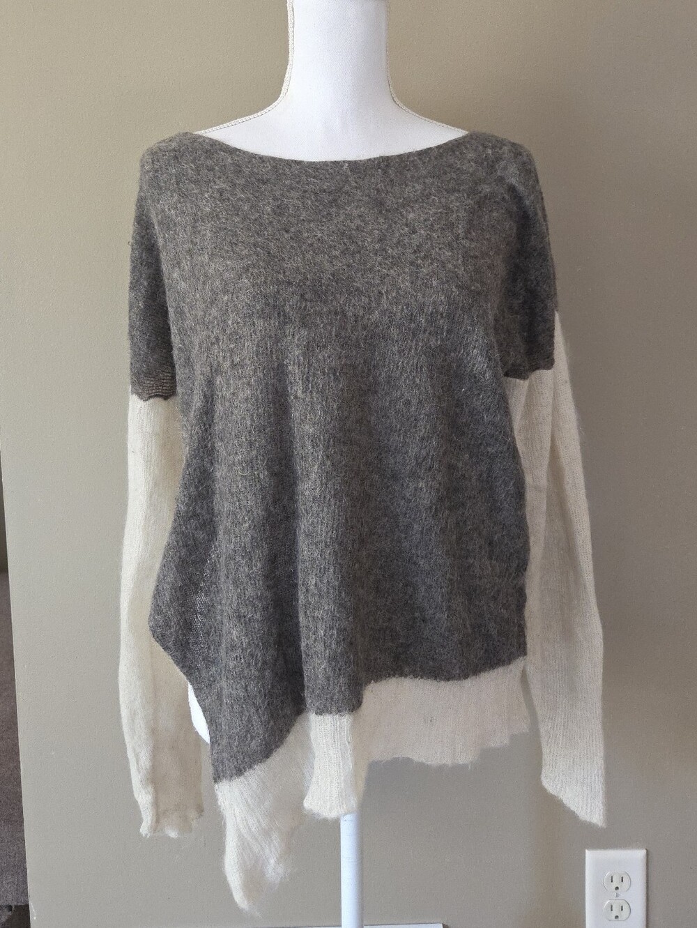Helmut Lang Alpaca Blends colorblock Sweater Grey Cream